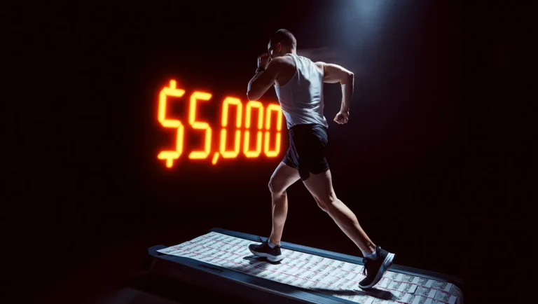 Minimum Payments on Credit Cards symbolized a person running after a $5000 amount