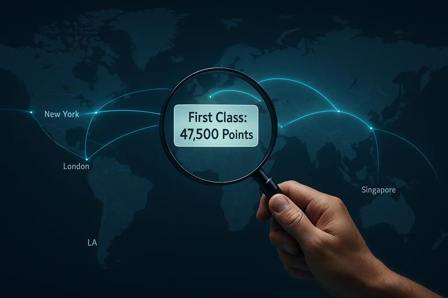 Award flight sweet spot search showing first class for 47,500 points