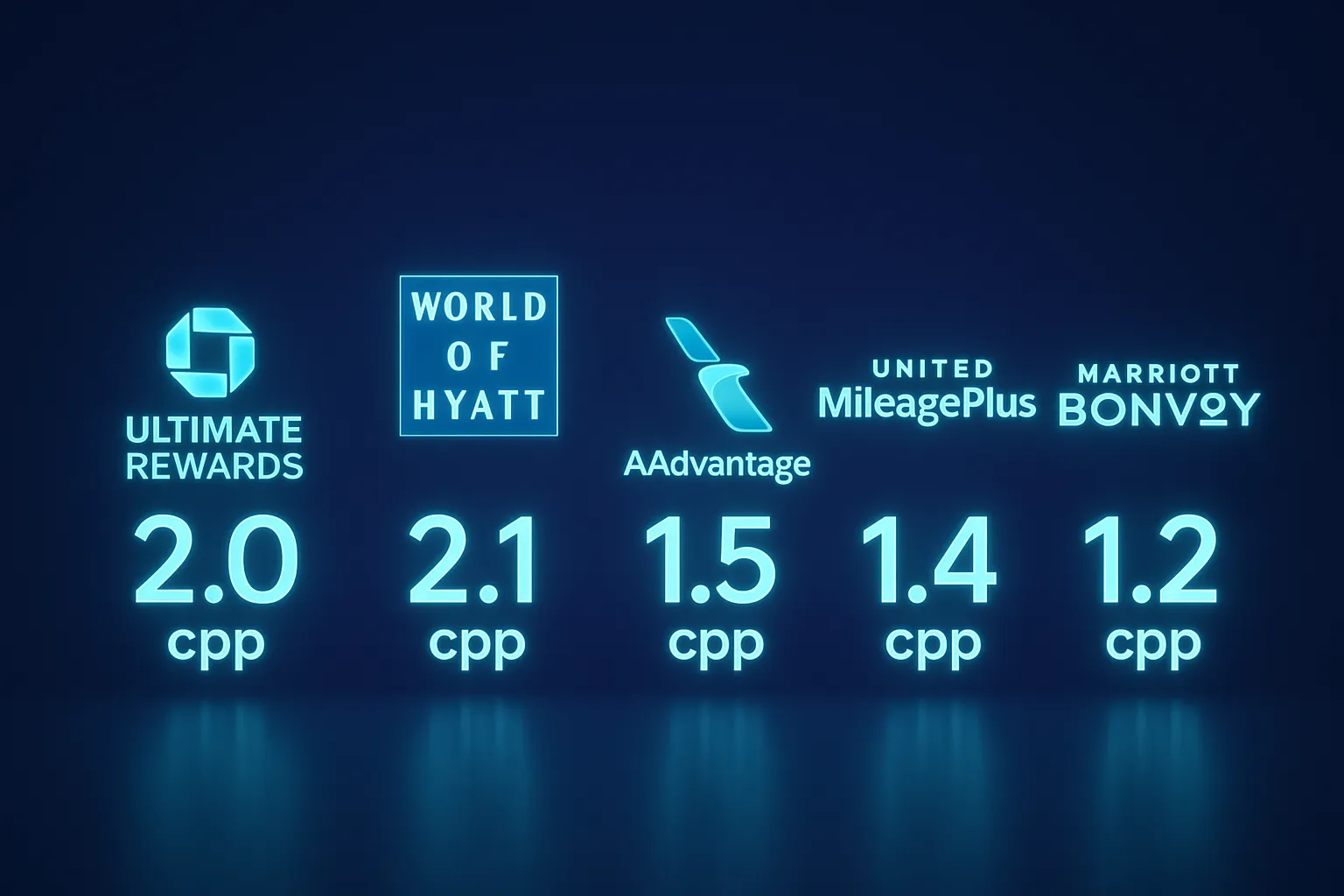 Points and miles valuations comparison – Chase Ultimate Rewards, Hyatt, AAdvantage, United, Marriott