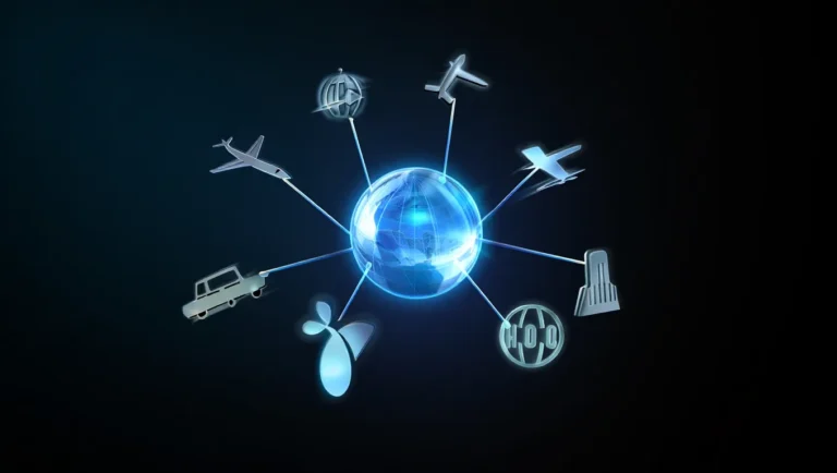 Digital globe surrounded by travel and lifestyle icons symbolizing membership rewards