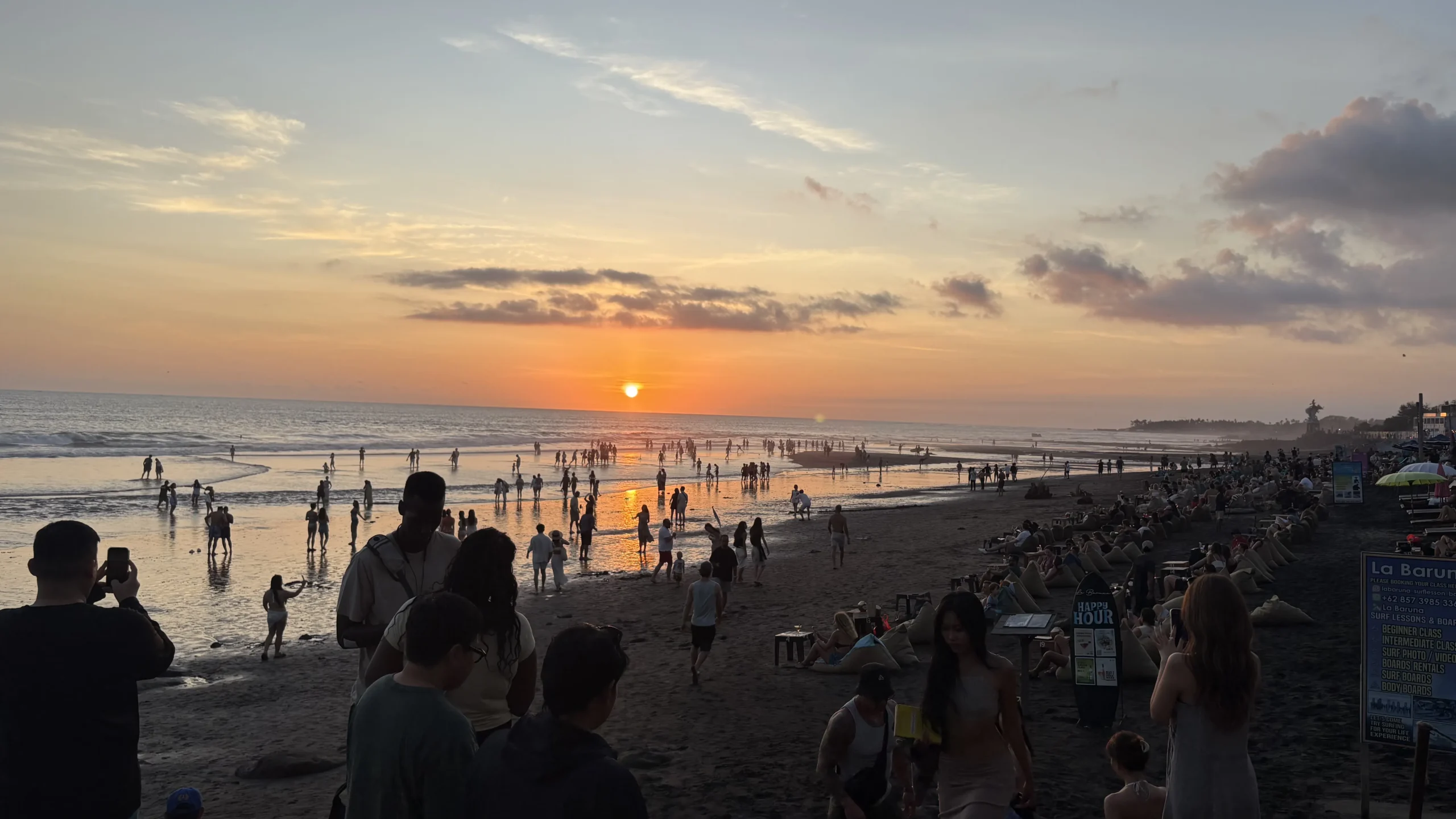 Sunset surf scene at Canggu's beach
