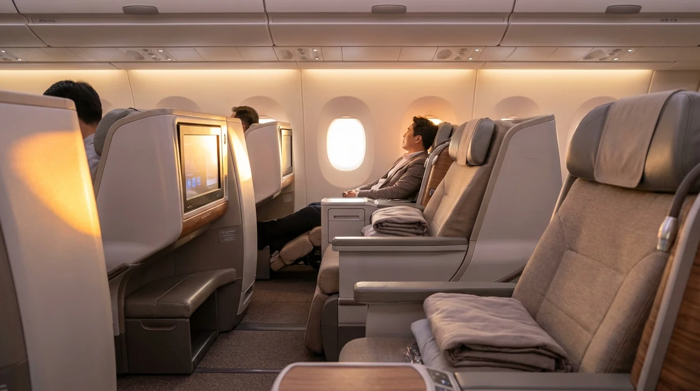 Asiana Airlines Business Smartium Class cabin view on A350