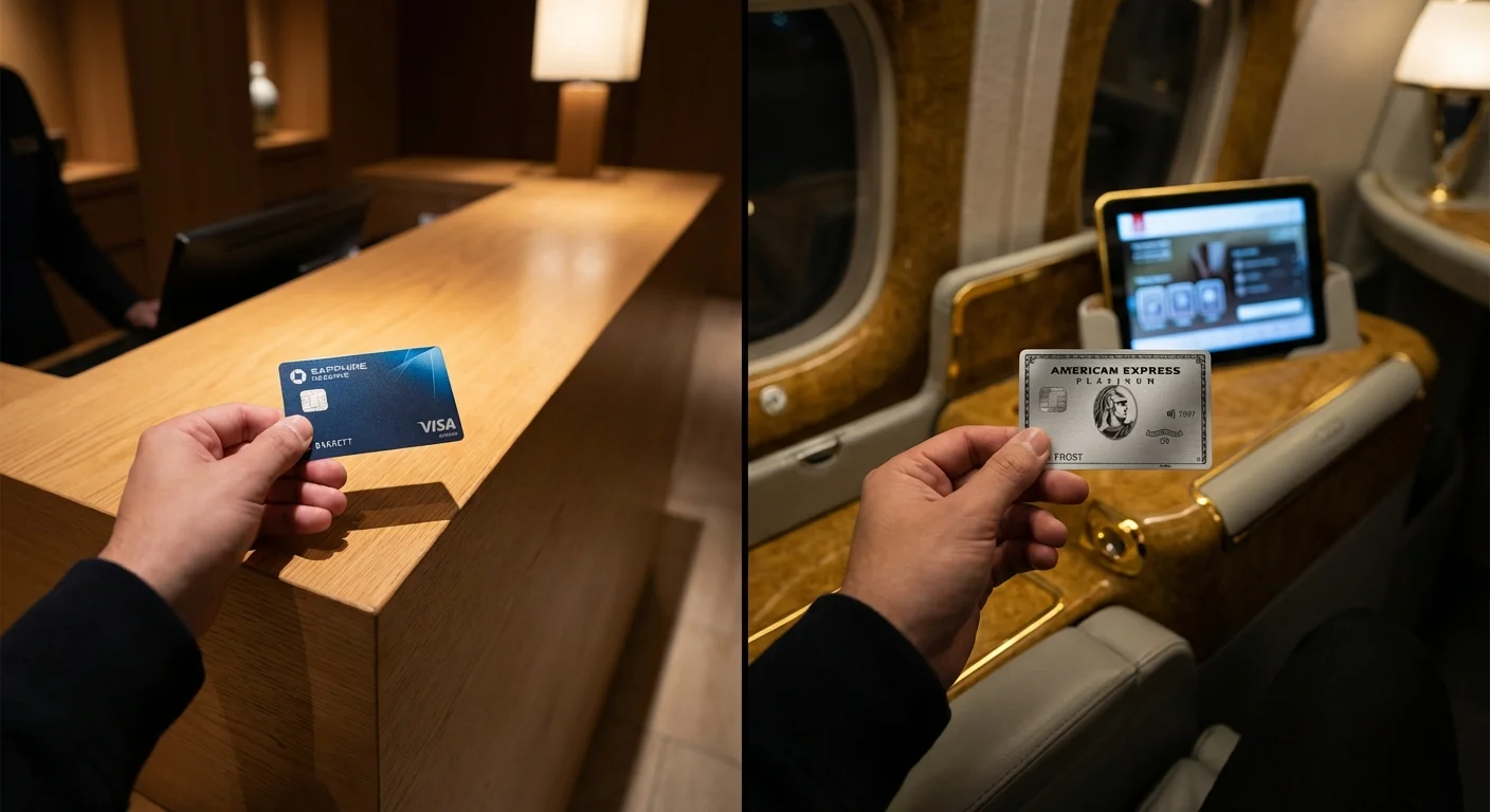Comparison of Chase Sapphire Reserve at a luxury hotel versus Amex Platinum in a First Class airline suite
