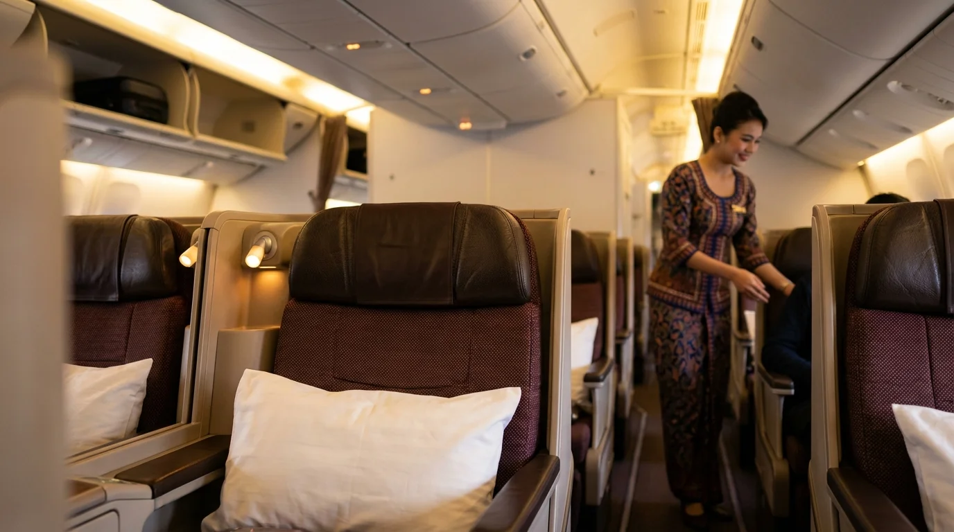 Garuda Indonesia Business Class cabin on Boeing 777-300ER