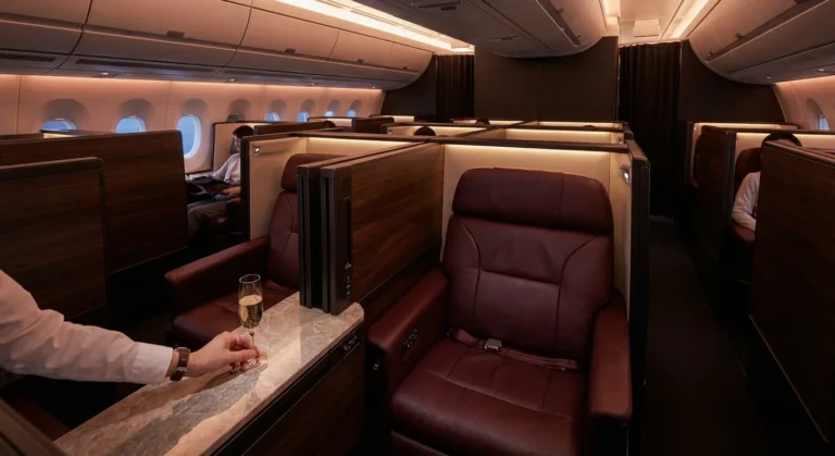 Japan Airlines Business Class Suite JAL A350 cabin interior with luxury seating booked with Citi ThankYou Points.