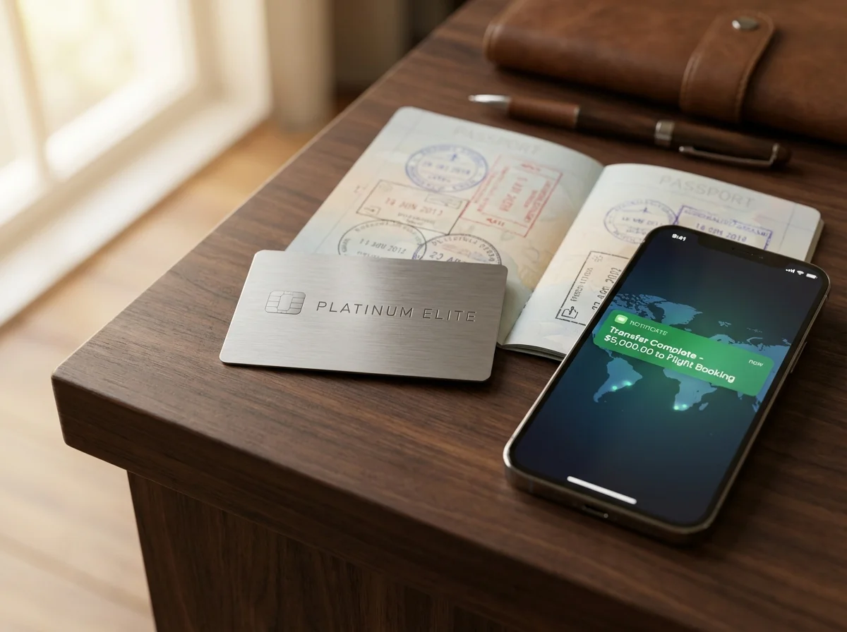 Travel points ecosystem showing credit card, passport and mobile app transfer