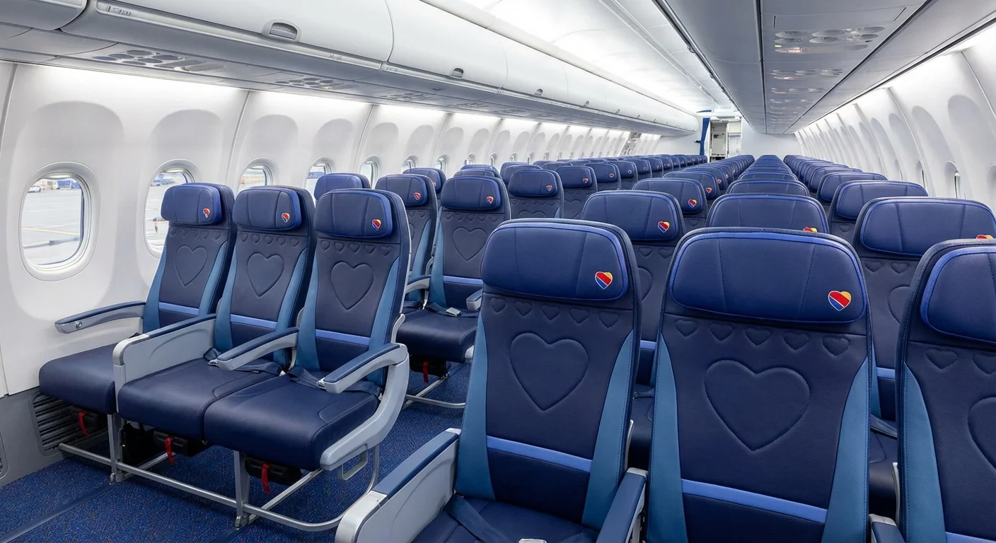 Southwest Airlines new cabin interior featuring Recaro R2 seats and Extra Legroom sections