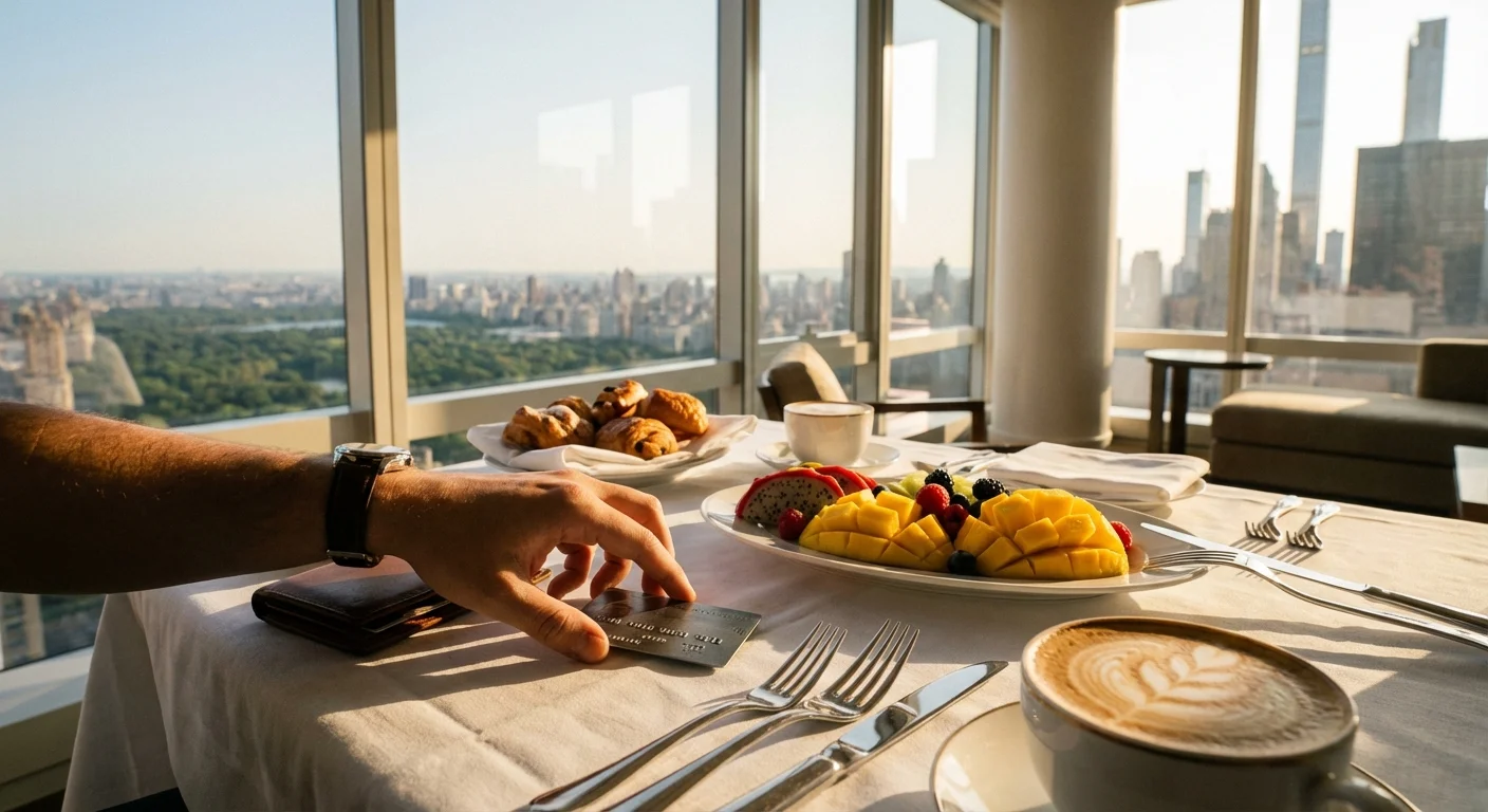 Luxury hotel breakfast spread at Park Hyatt with city view