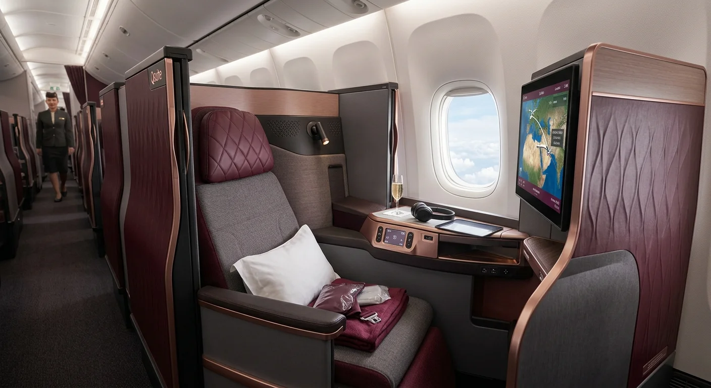 Qatar Airways Qsuite premium cabin details for points valuation